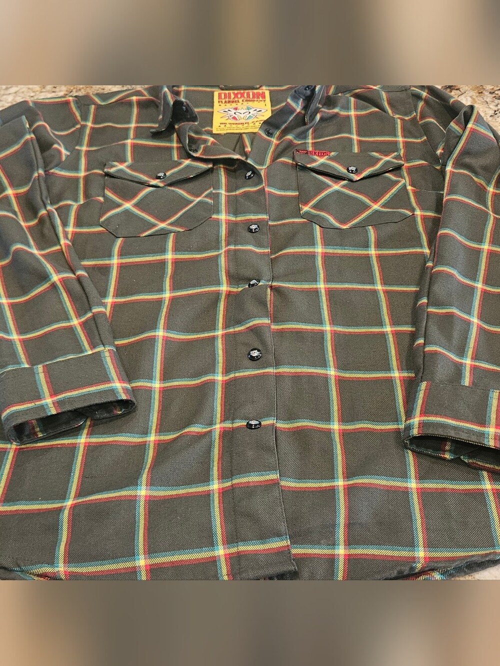 Dixxon Olive Plaid Men's Button-Up Shirt SIZE L